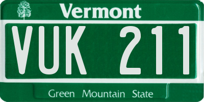 VT license plate VUK211
