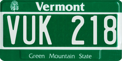 VT license plate VUK218