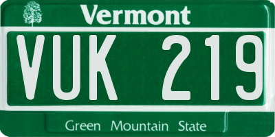 VT license plate VUK219