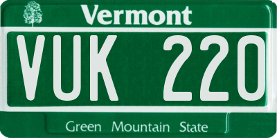VT license plate VUK220
