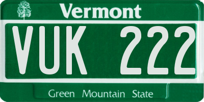 VT license plate VUK222