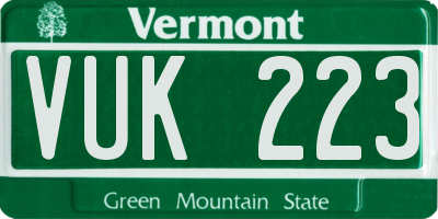 VT license plate VUK223