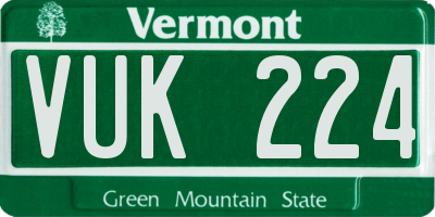 VT license plate VUK224