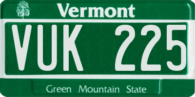 VT license plate VUK225