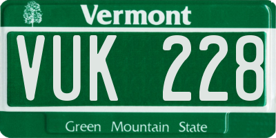 VT license plate VUK228