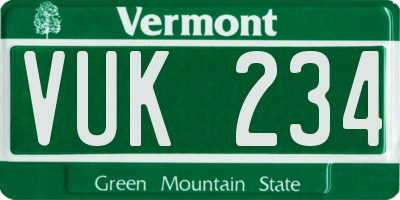 VT license plate VUK234