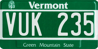VT license plate VUK235