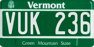 VT license plate VUK236