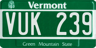 VT license plate VUK239