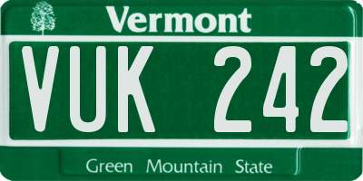 VT license plate VUK242