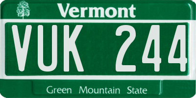 VT license plate VUK244