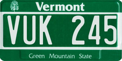 VT license plate VUK245