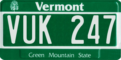 VT license plate VUK247