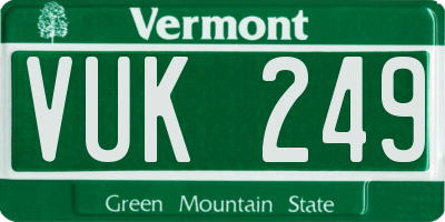 VT license plate VUK249