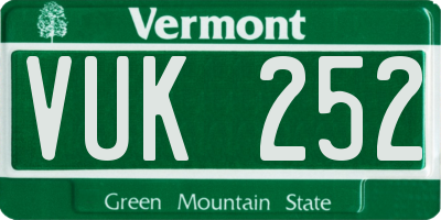 VT license plate VUK252
