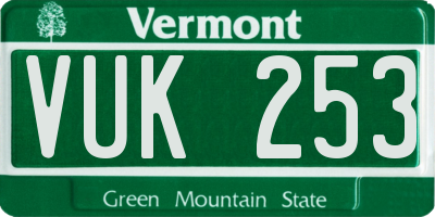 VT license plate VUK253