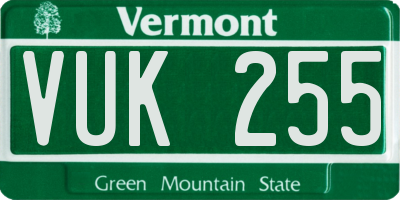 VT license plate VUK255