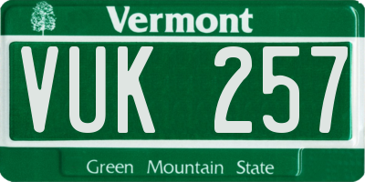 VT license plate VUK257
