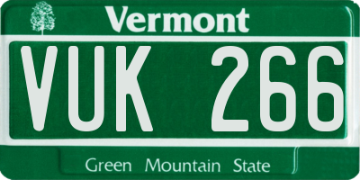 VT license plate VUK266