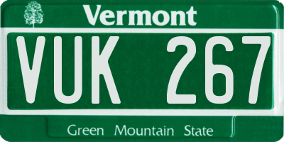 VT license plate VUK267