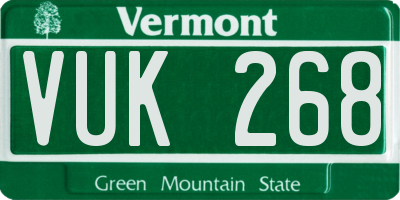 VT license plate VUK268