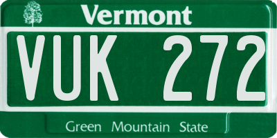 VT license plate VUK272