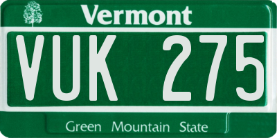 VT license plate VUK275
