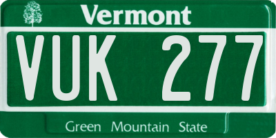 VT license plate VUK277