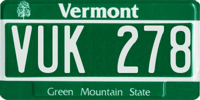 VT license plate VUK278