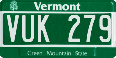 VT license plate VUK279
