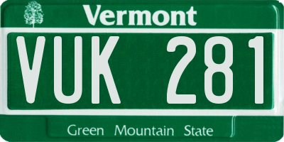 VT license plate VUK281