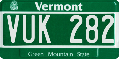 VT license plate VUK282