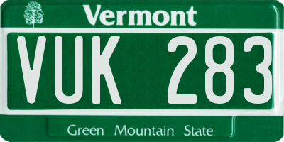 VT license plate VUK283