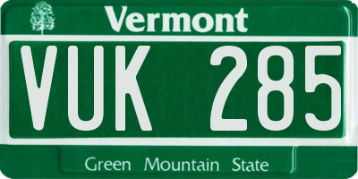 VT license plate VUK285