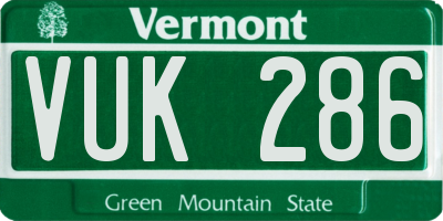 VT license plate VUK286