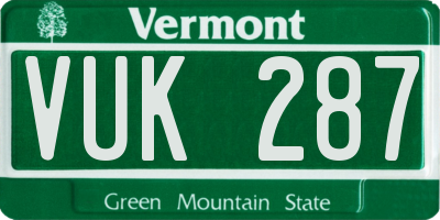 VT license plate VUK287