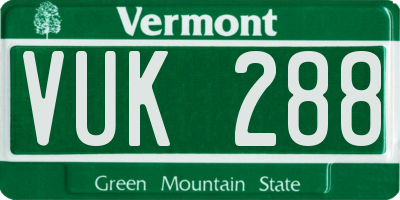 VT license plate VUK288