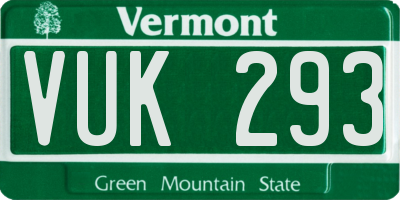 VT license plate VUK293