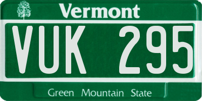 VT license plate VUK295