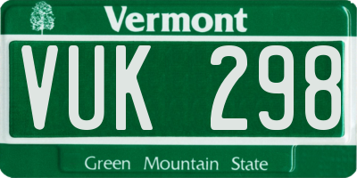 VT license plate VUK298