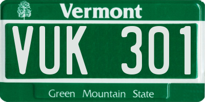VT license plate VUK301