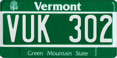 VT license plate VUK302