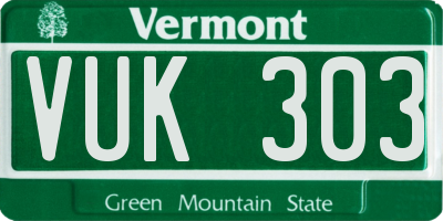 VT license plate VUK303