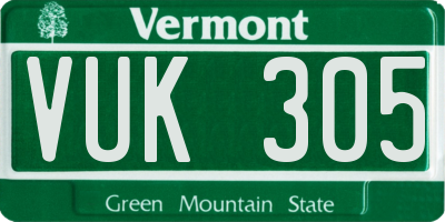 VT license plate VUK305