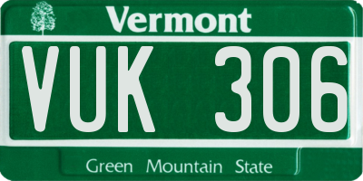 VT license plate VUK306