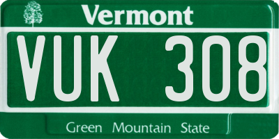 VT license plate VUK308