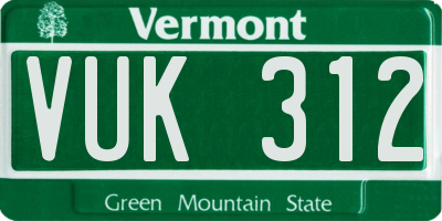 VT license plate VUK312
