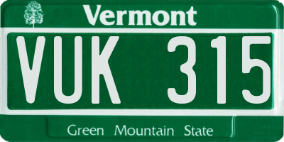 VT license plate VUK315