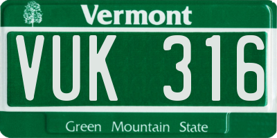 VT license plate VUK316
