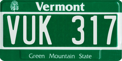 VT license plate VUK317